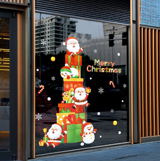 Decal trang trí Noel - Tháp quà ông già Noel