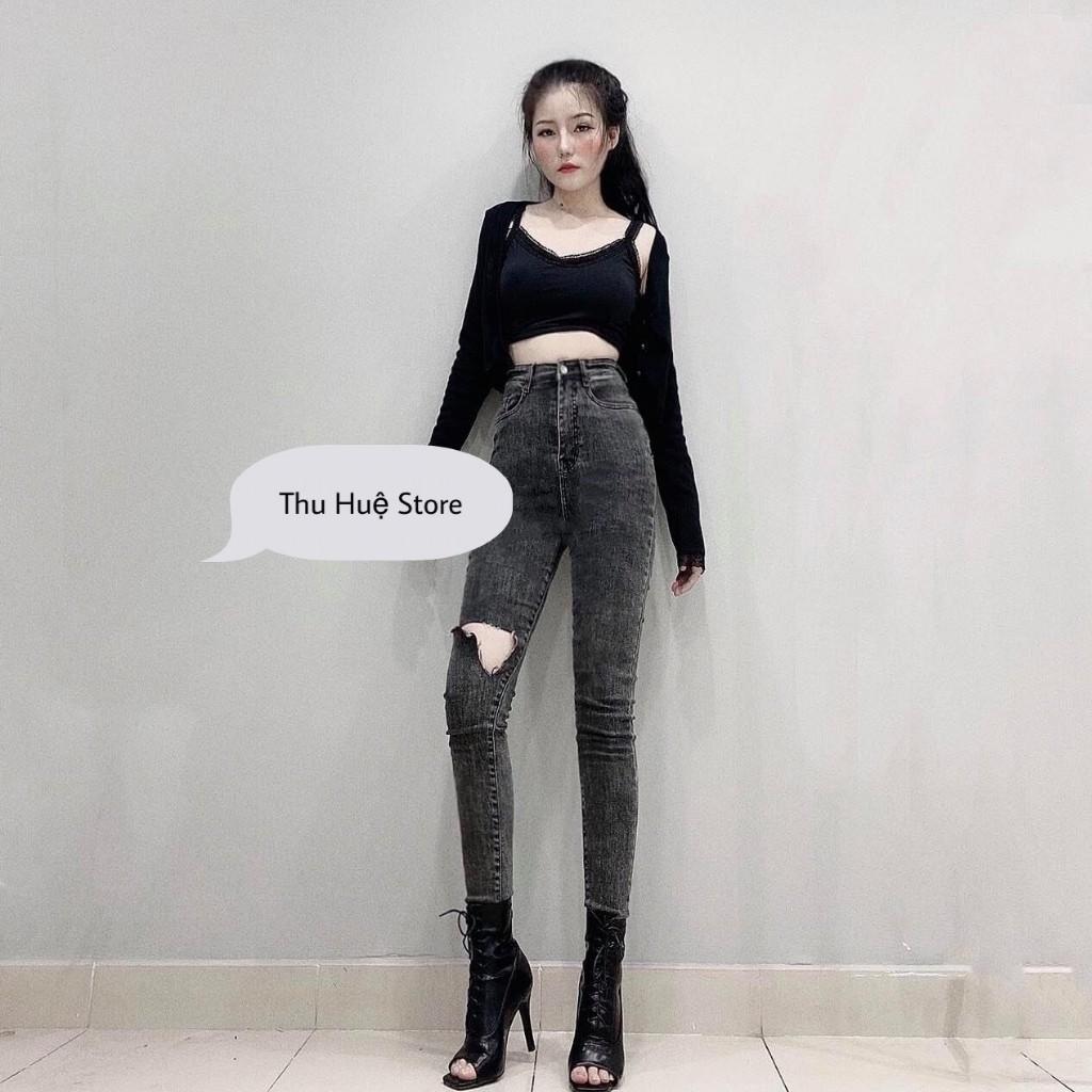 Quần Jean Nữ Lưng Cao Ôm Dáng Chất Siêu Co Giãn