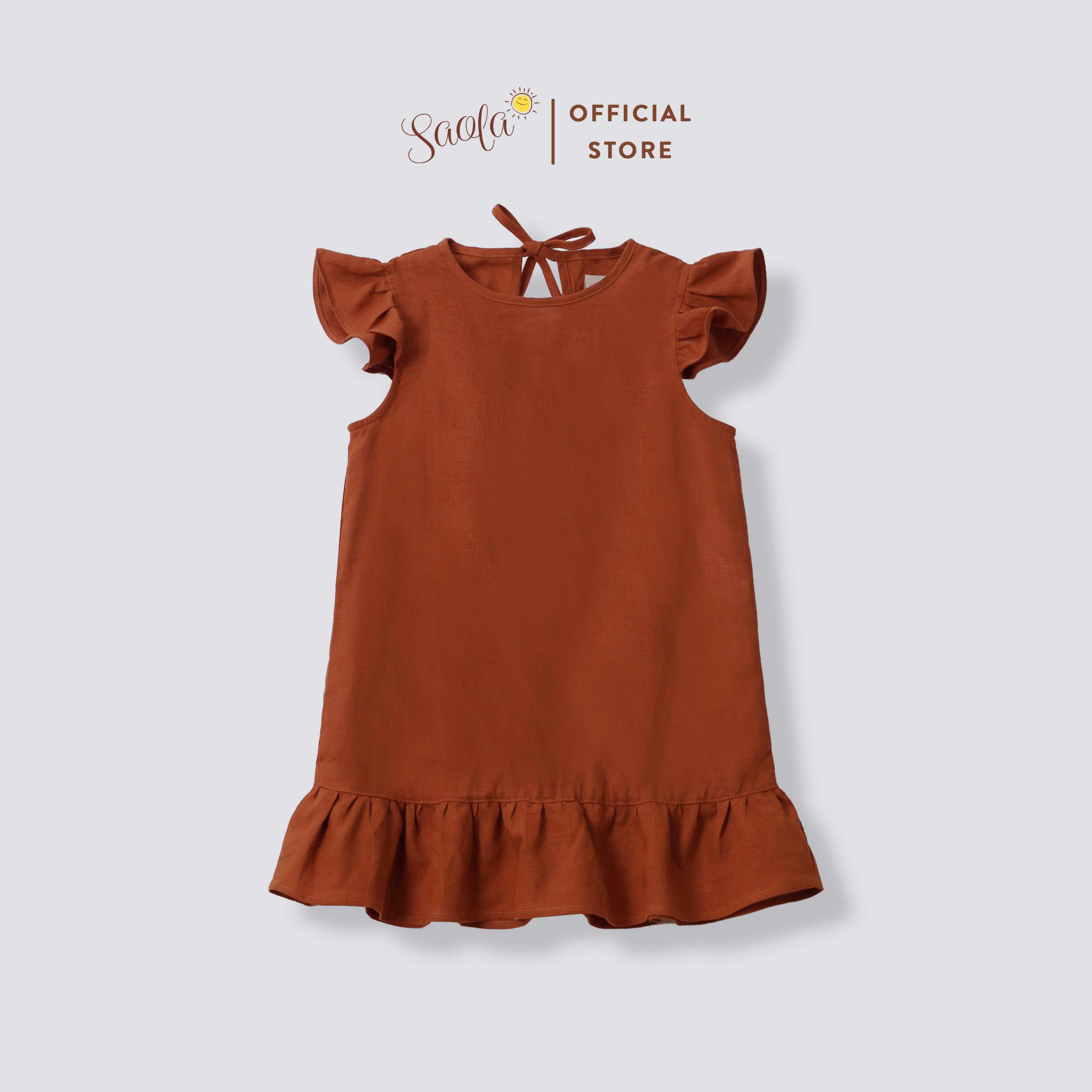 Váy Cổ Tròn Tay Bèo Cột Nơ Xinh Xắn Cho Bé Gái - NAOMI DRESS - DRL026 - SAOLA KIDS CLOTHING