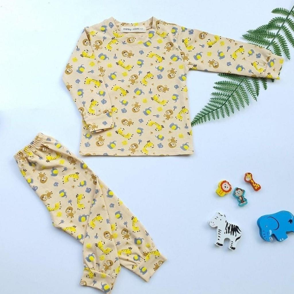 Bộ Thu Đông Dài Tay Cho Bé Bộ Minky Mom Dài Tay Cho Bé Trai Bé Gái Với Họa Tiết Siêu Đáng Yêu Chất Thun Lạnh .