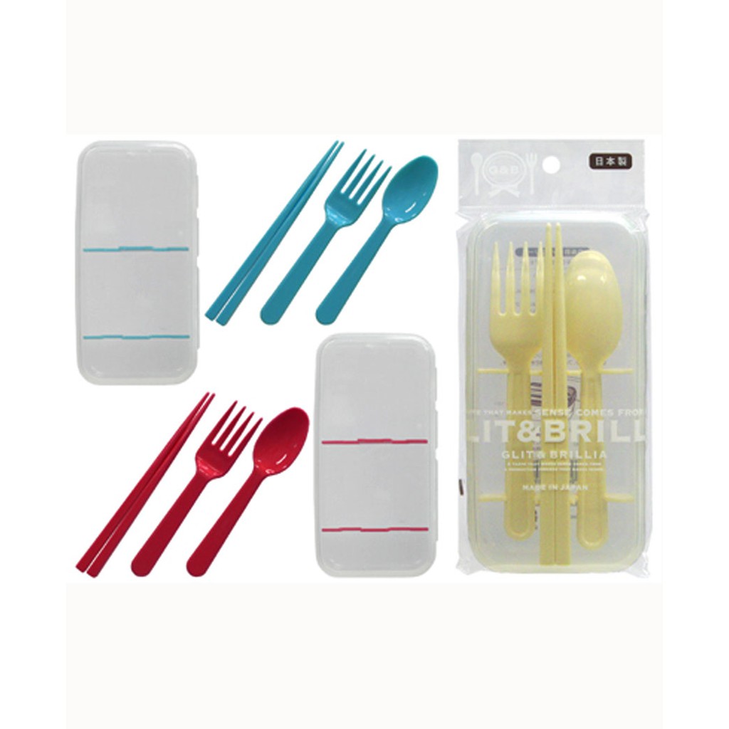 Bộ 2 set đũa thìa dĩa ngộ nghĩng kèm hộp Yamada - Hàng Nội Địa Nhật