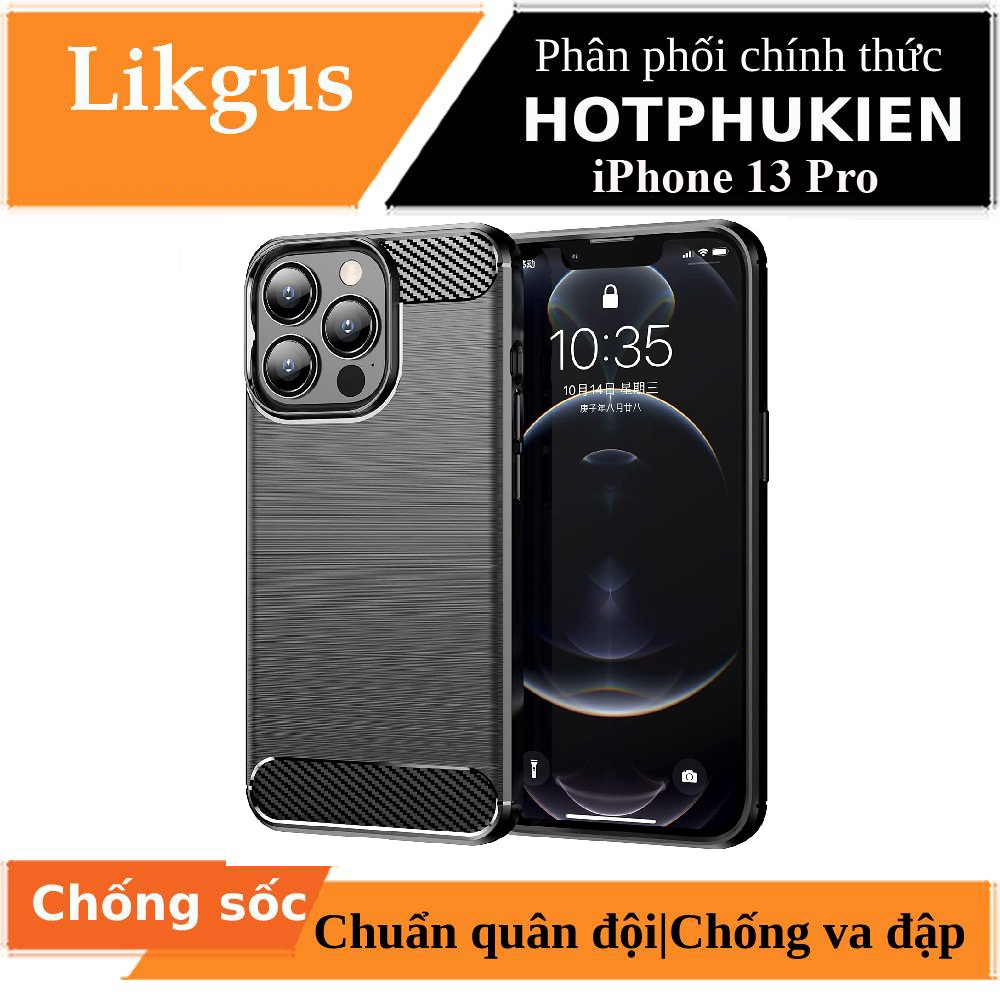 Ốp lưng chống sốc vân kim loại cho iPhone 13 Pro hiệu Likgus  - Hàng nhập khẩu