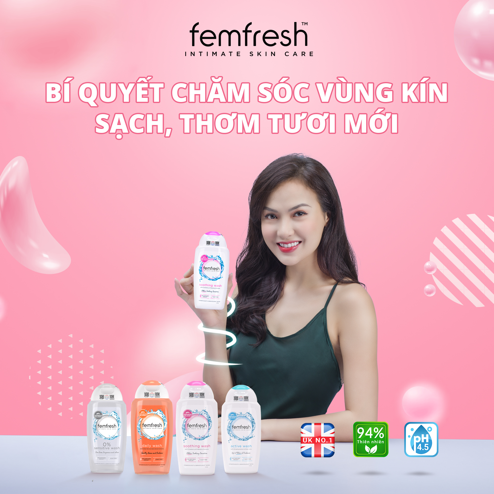 2 Chai Dung Dịch Vệ Sinh Phụ Nữ Femfresh Soothing Wash 250ml &amp;amp; Femfresh Daily Intimate Wash 150ml