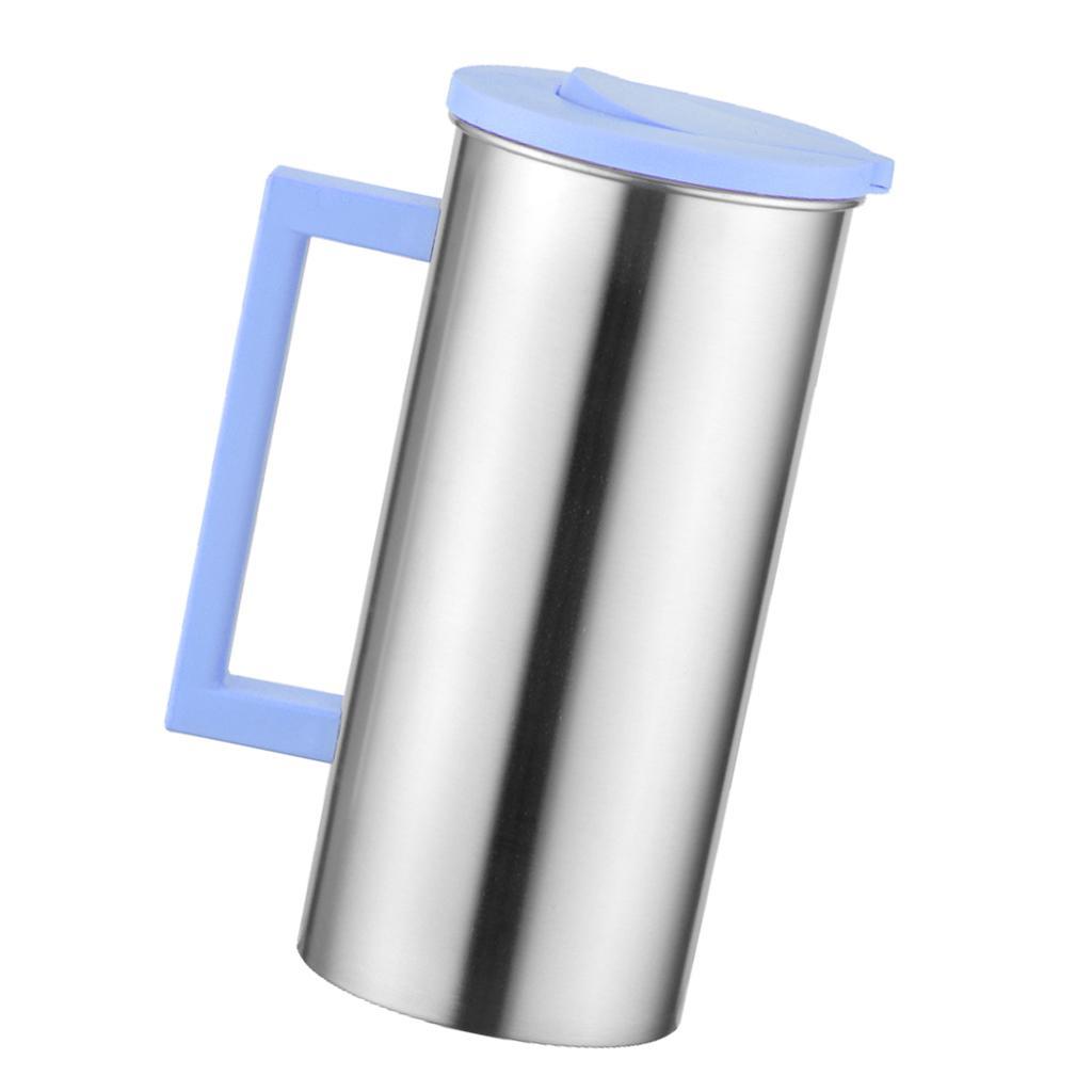 2 Pcs Stainless 0.5 Gallon Water Pitcher Blue Juice Ice Tea Jug Cafe Serving