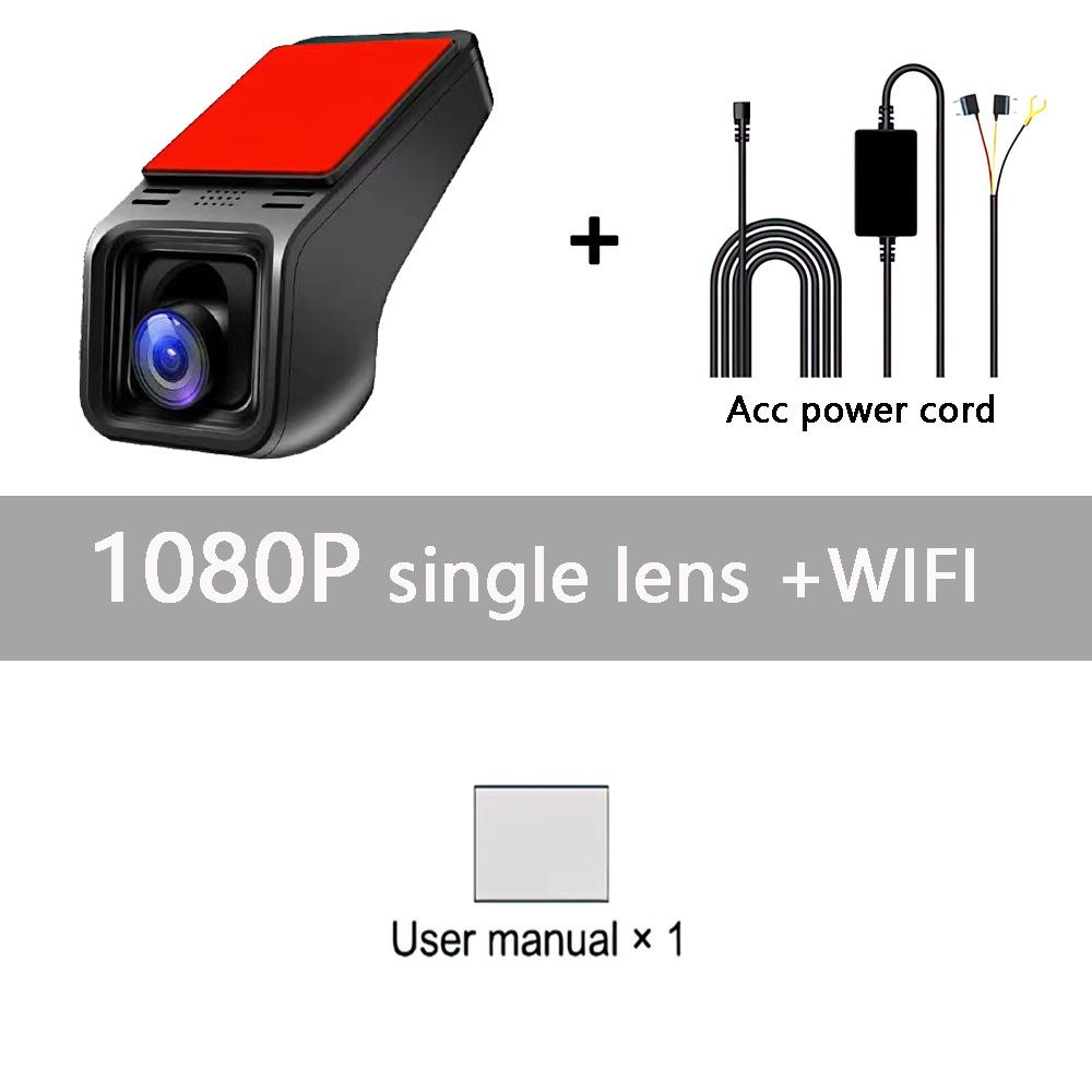 Universal Car DVR Dash Cam 4K Chế độ xem phía sau Auto Dashcam cho máy ảnh xe hơi 2160p Video Reverson DVR WiFi 24H Giám sát đỗ xe Tên màu: 1080p Lens đơn