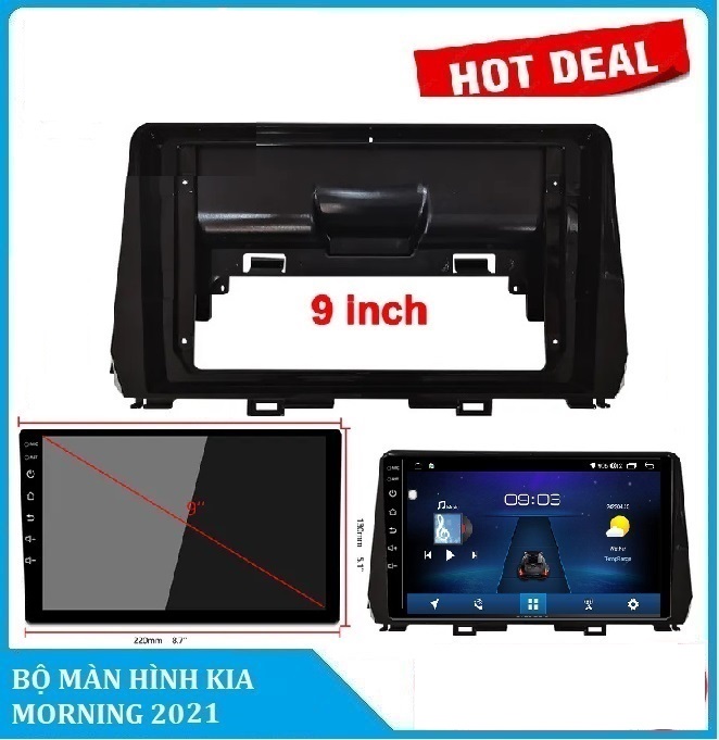 BỘ Màn hình DVD android A.5 9INCH CHO XE KIA MORNING 2021 lắp sim 4G thu phát wifi,Hệ điều hành Android 10 GỒM MẶT DƯỠNG+JACK NGUỒN THEO XE.KÍNH CƯỜNG LỰC 2.5 D, chỉ đường tiện ích, màn hình ô tô cho các dòng xe