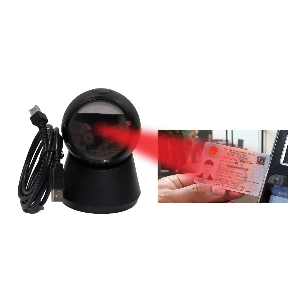 Máy quét mã vạch để bàn YHD 9102D đọc được các loại mã vạch 1D 2D Qrcode, thẻ CCCD, thẻ BHYT - đọc tiếng việt - Hàng Nhập Khẩu