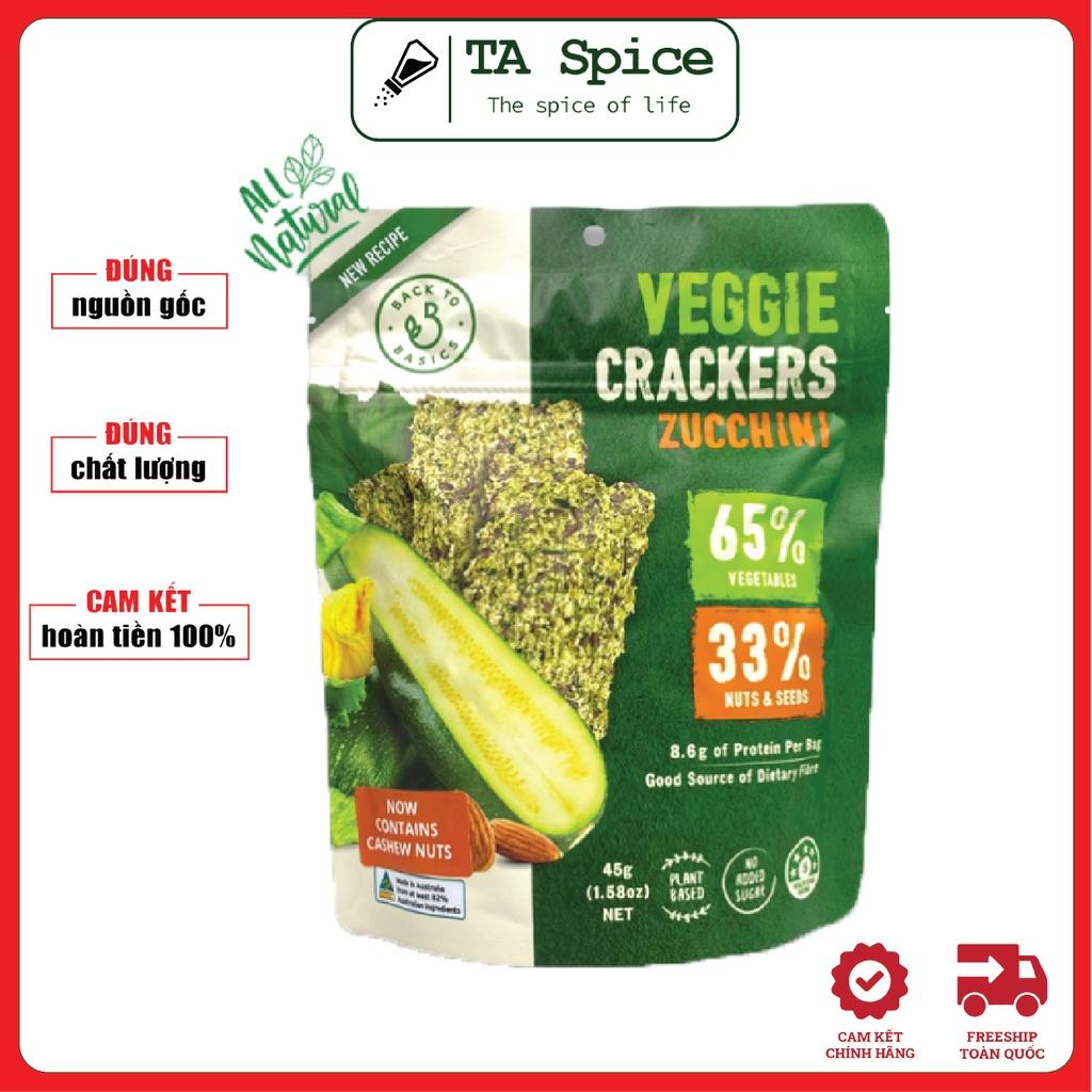 Bánh thực dưỡng vị Bí ngòi và hạnh nhân ép giòn Back to Basics 45gr - Thuần chay - Veggie Crackers Zucchini