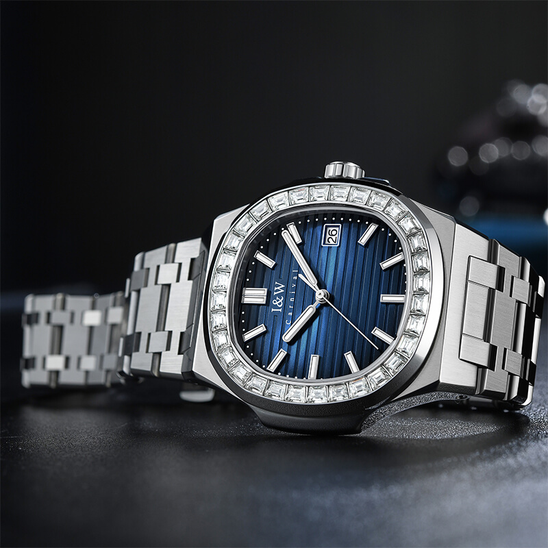 Đồng hồ nam chính hãng IW CARNIVAL IW721G-1 Kính sapphire ,chống xước ,Chống nước 50m ,Bảo hành 24 tháng,Máy cơ ,dây kim loại thép không gỉ 316L, mặt xanh thiết kế đơn giản dễ đeo