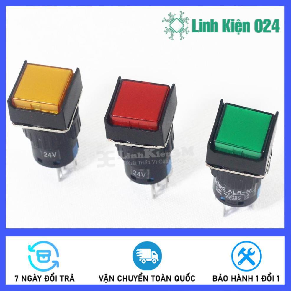 Nút Nhấn Đề Vuông 24VDC Al6- M Nhấn Nhả Có Đèn Nhiều Màu