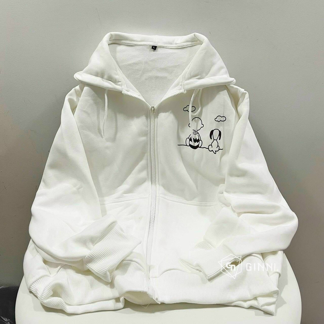 Áo khoác nam nữ Hoodie nỉ trơn Basic in 5D form rộng tay bồng khóa kéo có mũ Ulzzang couple màu đen, trắng, Áo hoodie zip nữ tay phồng chú chó và con người,áo thu đông nữ chất nỉ ngoại dày mịn mũ 2 lớp