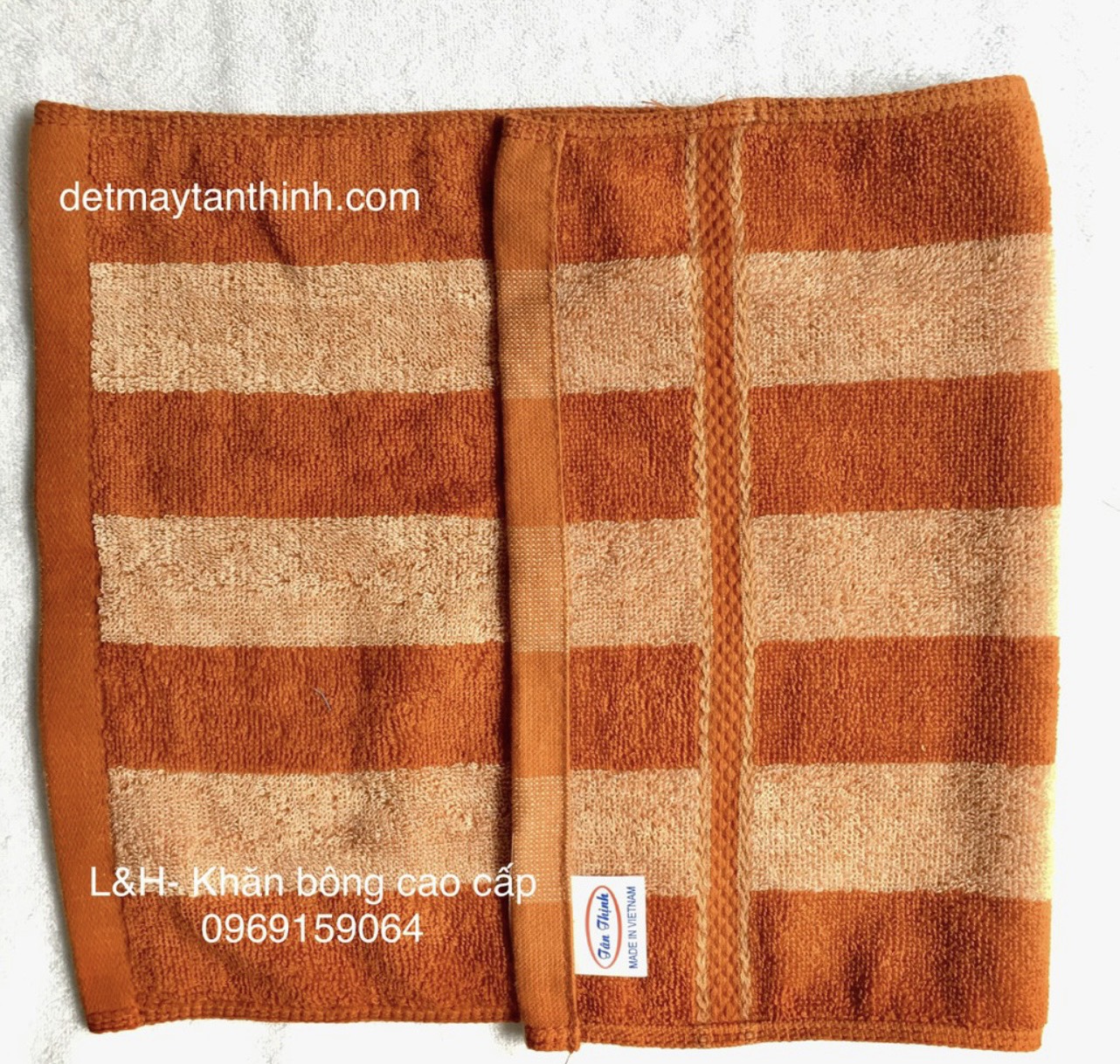 Khăn mặt cotton kẻ sọc Tân Thịnh, kt 30 * 50 cm