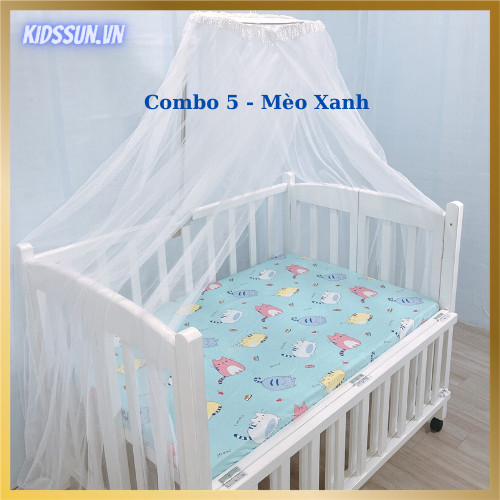 Giường Cũi  - Nôi Cũi Cho Bé Từ Sơ Sinh Đến 3-4 Tuổi - Chất Liệu Gỗ Quế Màu Trắng - Combo 5 Sản Phẩm 