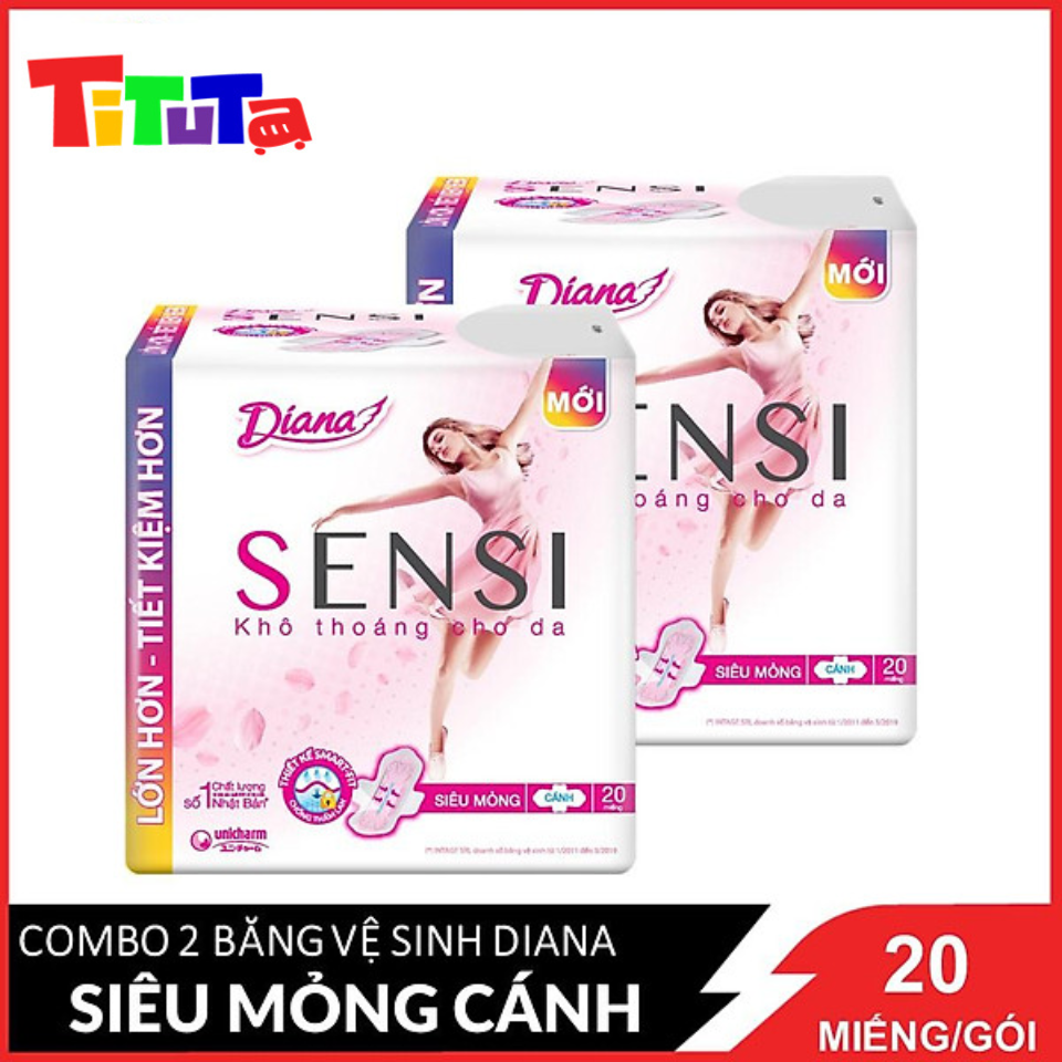 COMBO 2 gói băng vệ sinh Diana Sensi Siêu mỏng cánh 20 miếng/gói X2