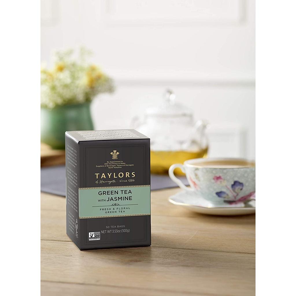 HỘP 50 TÚI LỌC TRÀ XANH - HOA NHÀI KIỂU ANH Taylors of Harrogate Green Tea with Jasmine, Non-GMO, 100g (3.53 oz)