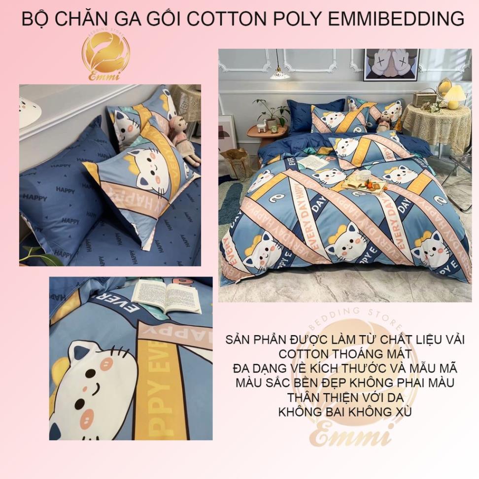 Bộ chăn ga gối , coton poly họa tiết mới đáng yêu đủ size miễn phí bo chun
