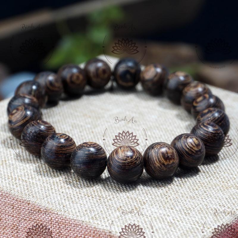 Vòng Tay Trầm Hương Tròn Đơn Sánh Chìm Nước- Trầm Hương Tự Nhiên - Trầm Việt- Size Nam Nữ, 10mm, 12mm, 14mm, 16mm, 18mm