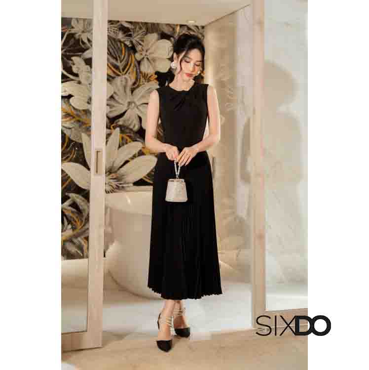 Đầm woven sát nách SIXDO cổ xoắn thanh lịch
