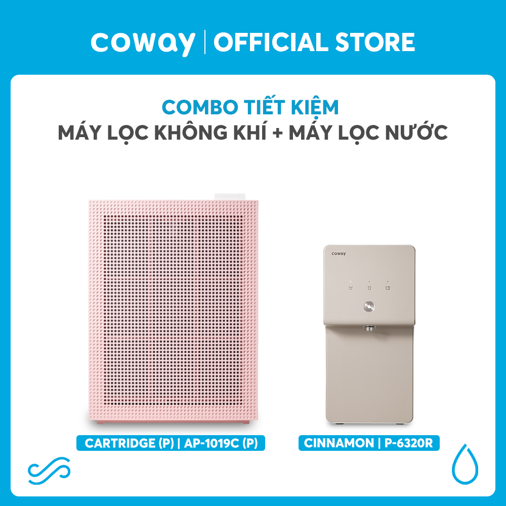 Máy lọc không khí Coway Cartridge AP-1019C và Máy lọc nước Coway Cinnamon P-6320R - Hàng chính hãng