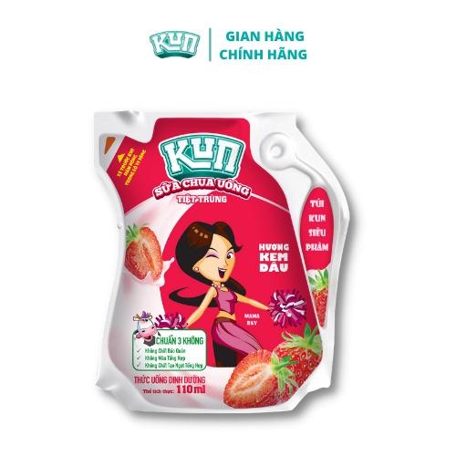 Kun sữa chua uống hương dâu thùng 24 túi x 110ml