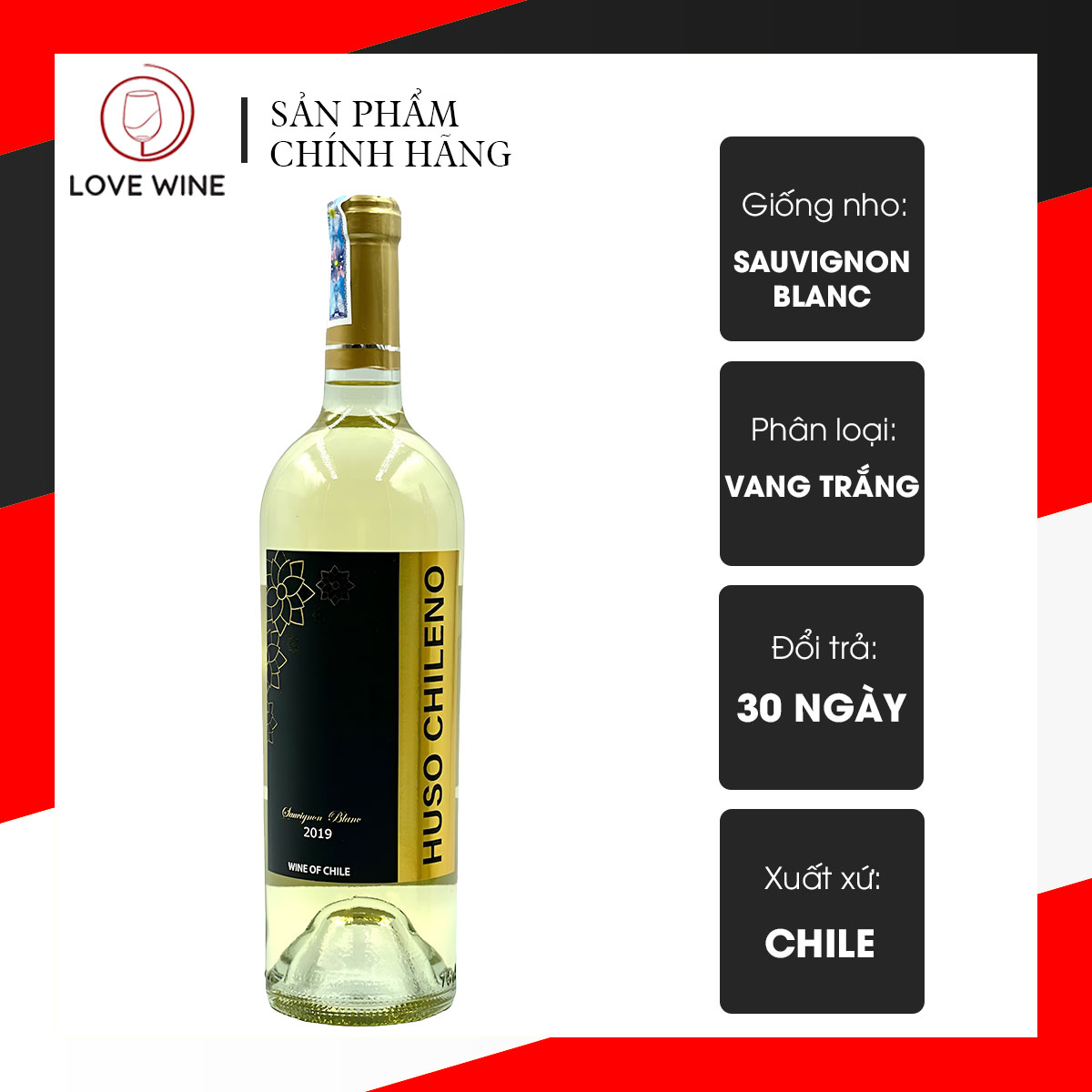 Rượu Vang Trắng Chi Lê Huso Chileno Sauvignon Blanc