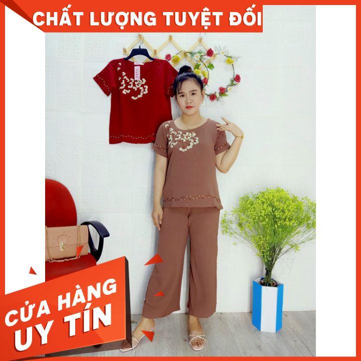 Bộ Trung Niên 9 Tấc Thêu Hoa Cao Cấp