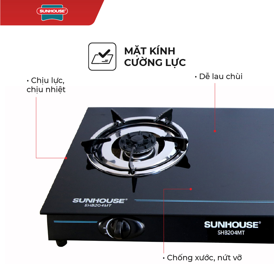 Bếp Gas Dương Mặt Kính Sunhouse SHB204MT - Hàng chính hãng