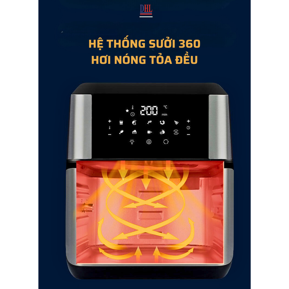 Nồi chiên không dầu Mitomo MTD-12LA, dung tích 12L công suất 1700W - Hàng chính hãng