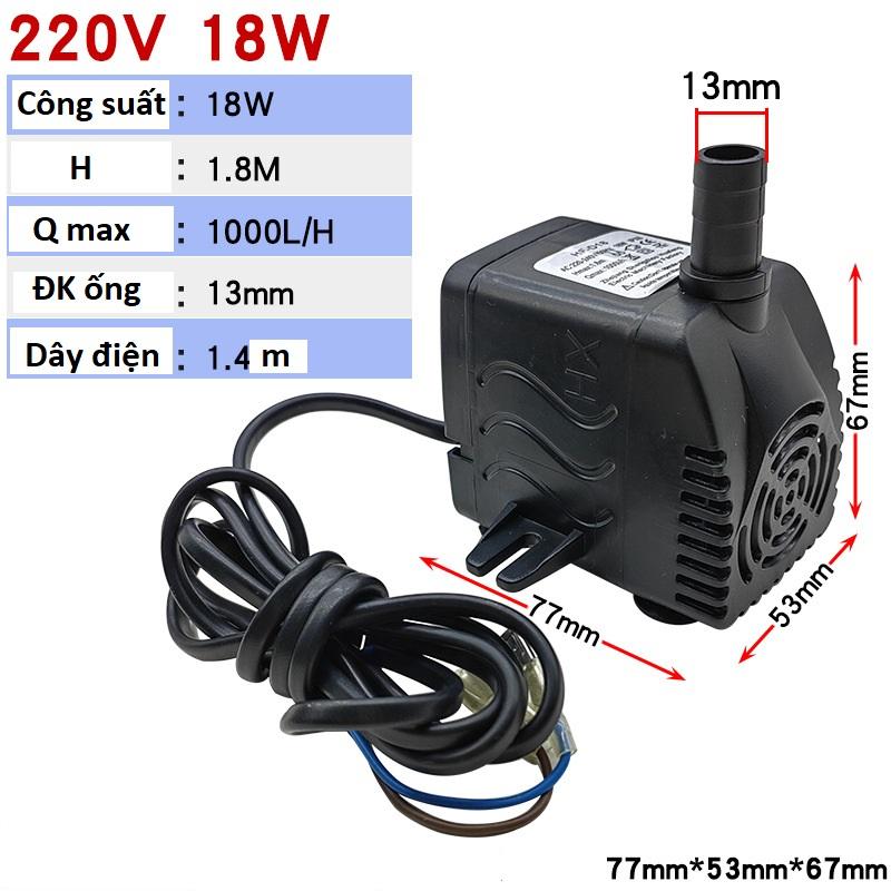 Bơm chìm mini 8W/18W, 220Vac có tai bắt vít, cho quạt điều hoà hơi nước, bể cá.. (màu sắc ngẫu nhiên) # phụ tùng quạt