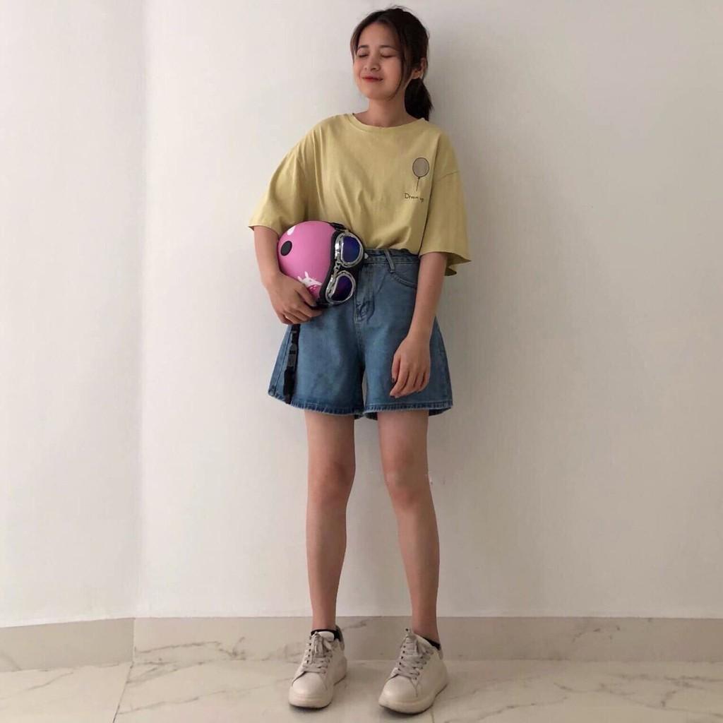 QUẦN SHORT LỬNG JEAN – BÒ NGÓ ĐÙI KIỂU NỮ LƯNG CAO XANH TRƠN 33