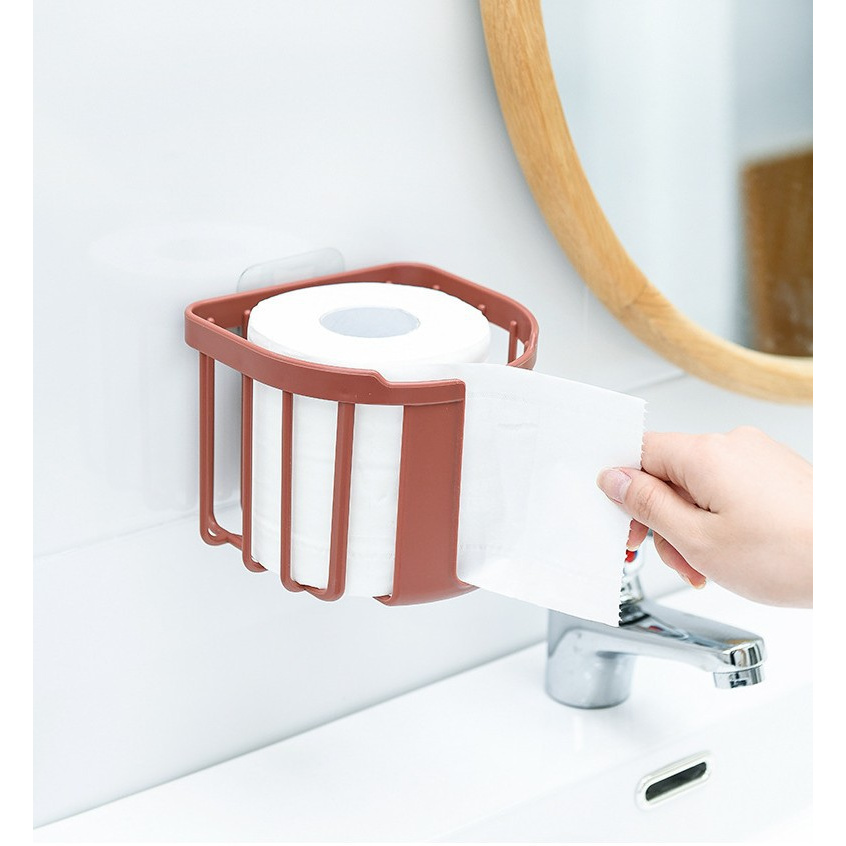 Giỏ đựng giấy vệ sinh dán tường - Giỏ treo tường đựng khăn giấy, đồ dùng phòng tắm, nhà bếp (GDG04)