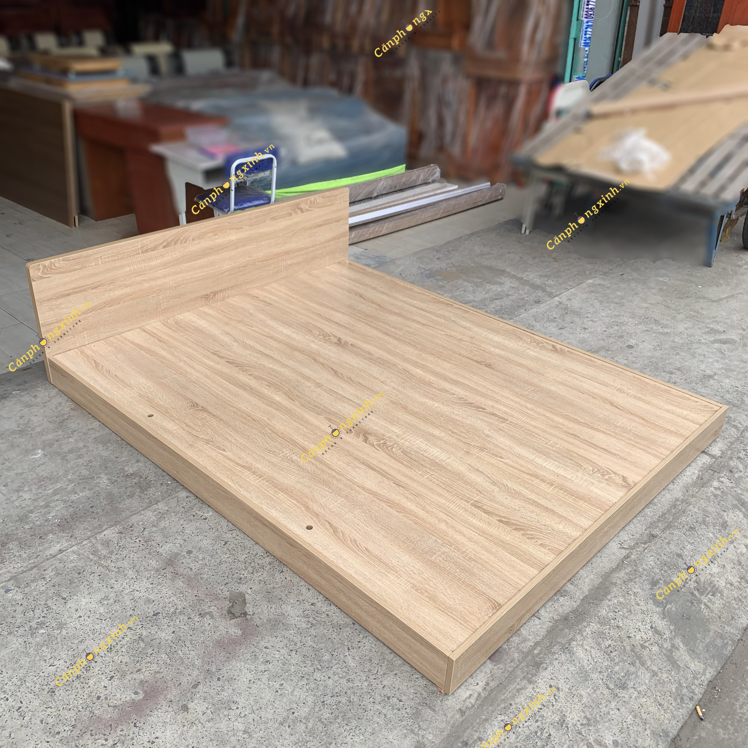 Giường ngủ bệt kiểu nhật, đầu giường bo tròn sang trọng MDF CPX-GB01