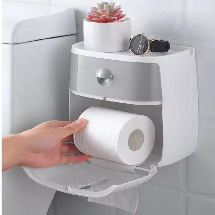Hộp đựng giấy vệ sinh Ecoco dán tường cao cấp 2 tầng