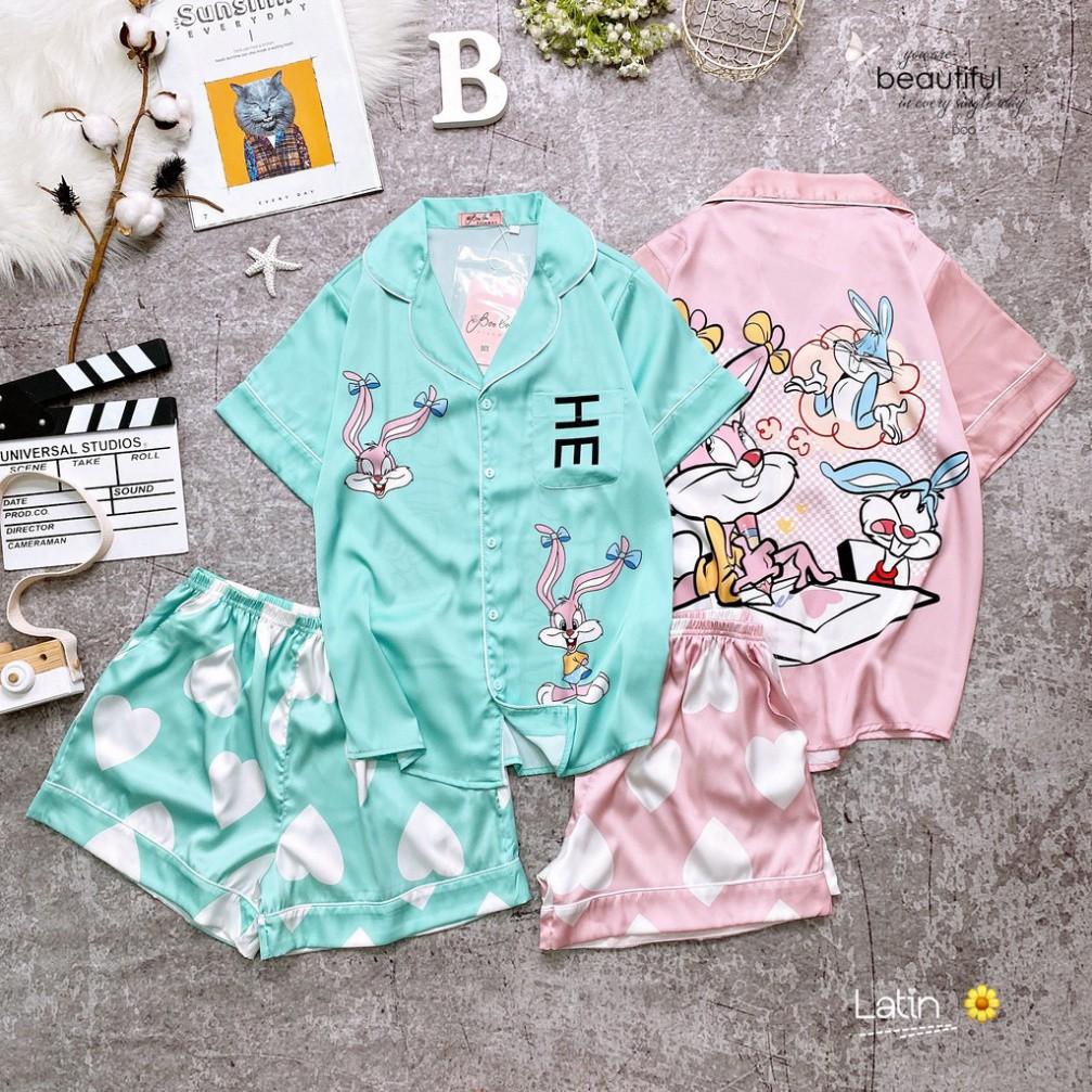 Freeship Đồ Mặc Nhà Pijama Lụa Latin Quần ĐÙI Freesize - HÀNG THIẾT KẾ