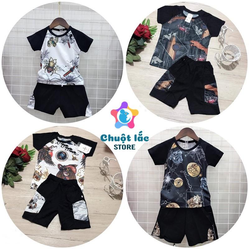 Bộ quần áo bé trai size đại cotton thông hơi in 3D cho bé từ 15kg đến 30kg