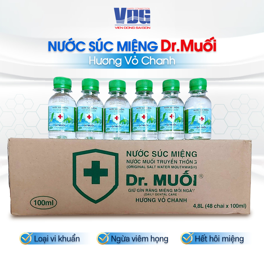 Combo 6 chai Nước súc miệng Dr. Muối hương vỏ chanh (100ml)-Ngừa viêm họng, sâu răng, loại vi khuẩn, trắng răng, hết hôi miệng