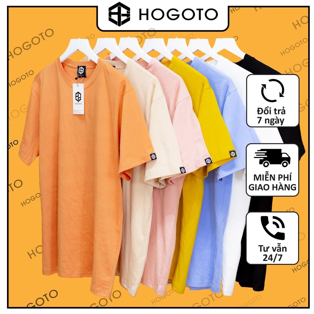 Áo thun Trơn basic Hogoto shop , Áo thun unisex nam nữ form rộng oversize chất liệu Cotton 10 màu