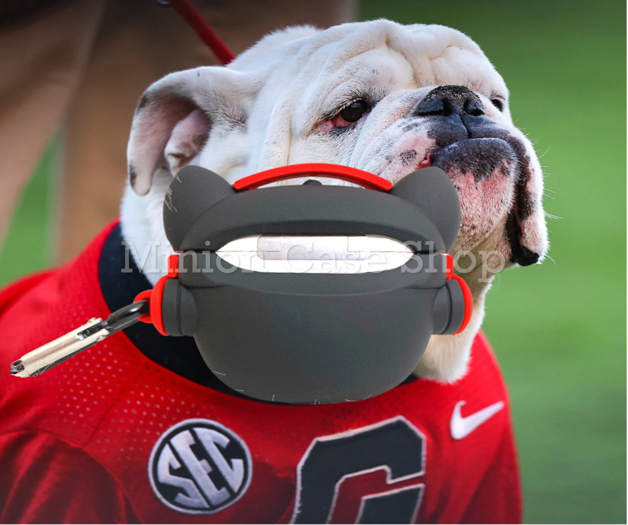 Bao Case Ốp dành cho Airpods 3 bulldog mang headphone đỏ siêu chất silicon 3d