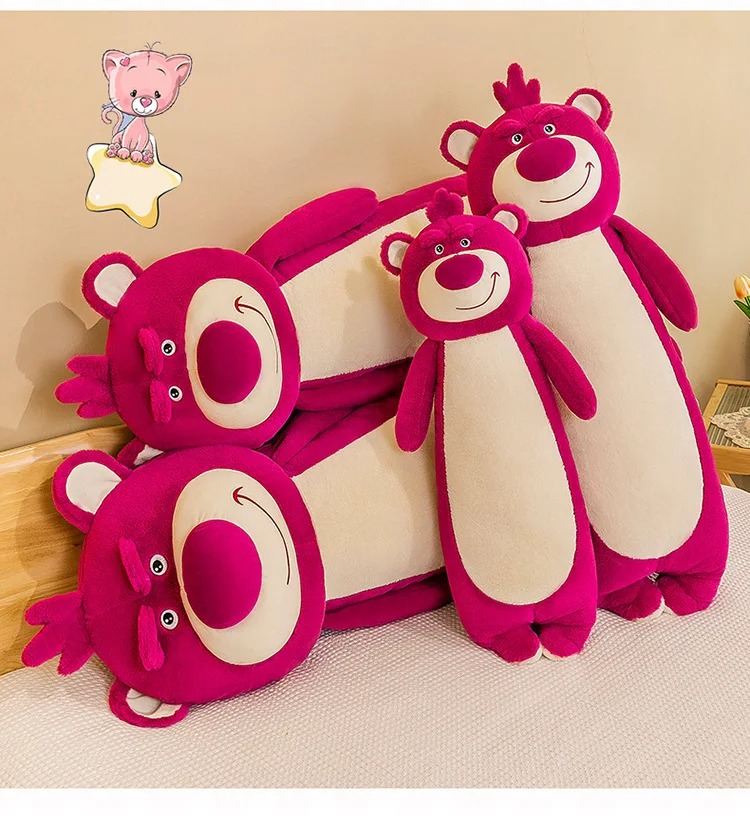 Thú nhồi bông lotso đỏ dáng dài êm mịn - Size từ 70cm đến 110cm- Quà tặng gấu dâu đậm dễ thương - Gối ôm mềm mịn cho bé