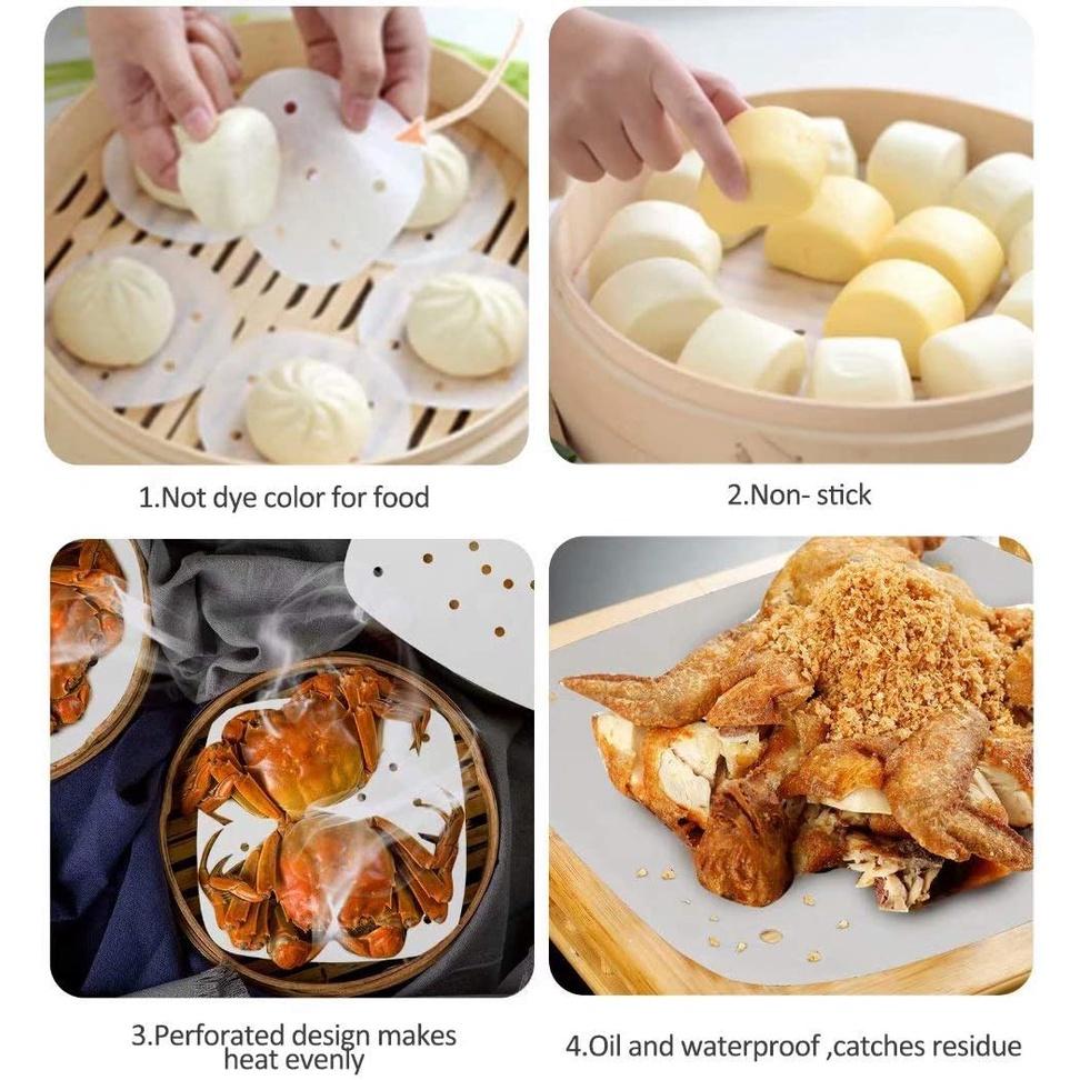 Giấy nến vuông tròn lỗ trơn cho nồi chiên không dầu chống dính dùng được cho lò nướng, lò vi sóng, tủ lạnh