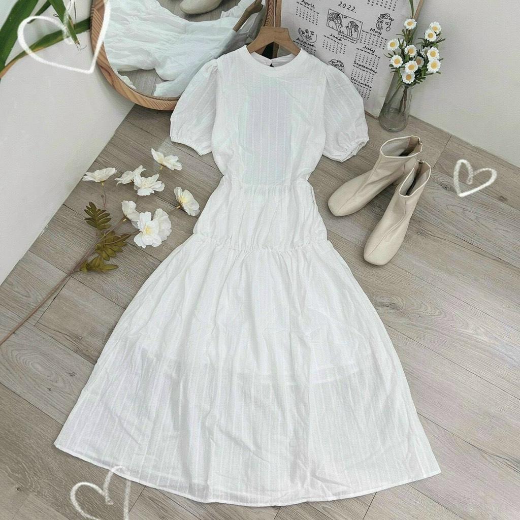 ĐẦM MAXI KHOÉT LƯNG TAY PHỒNG  14374