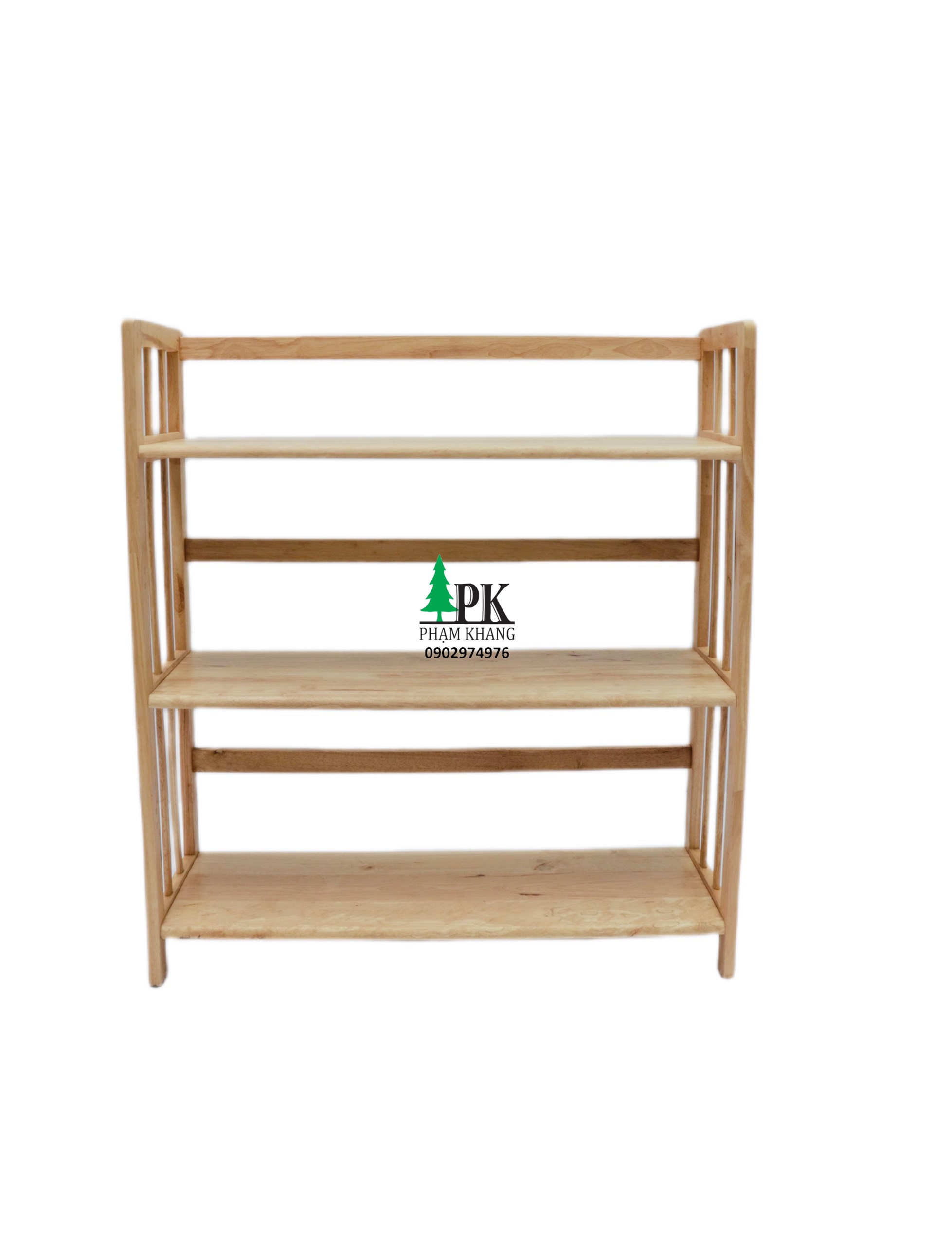 Kệ sách gỗ Phạm Khang 3 tầng rộng 80cm màu tự nhiên