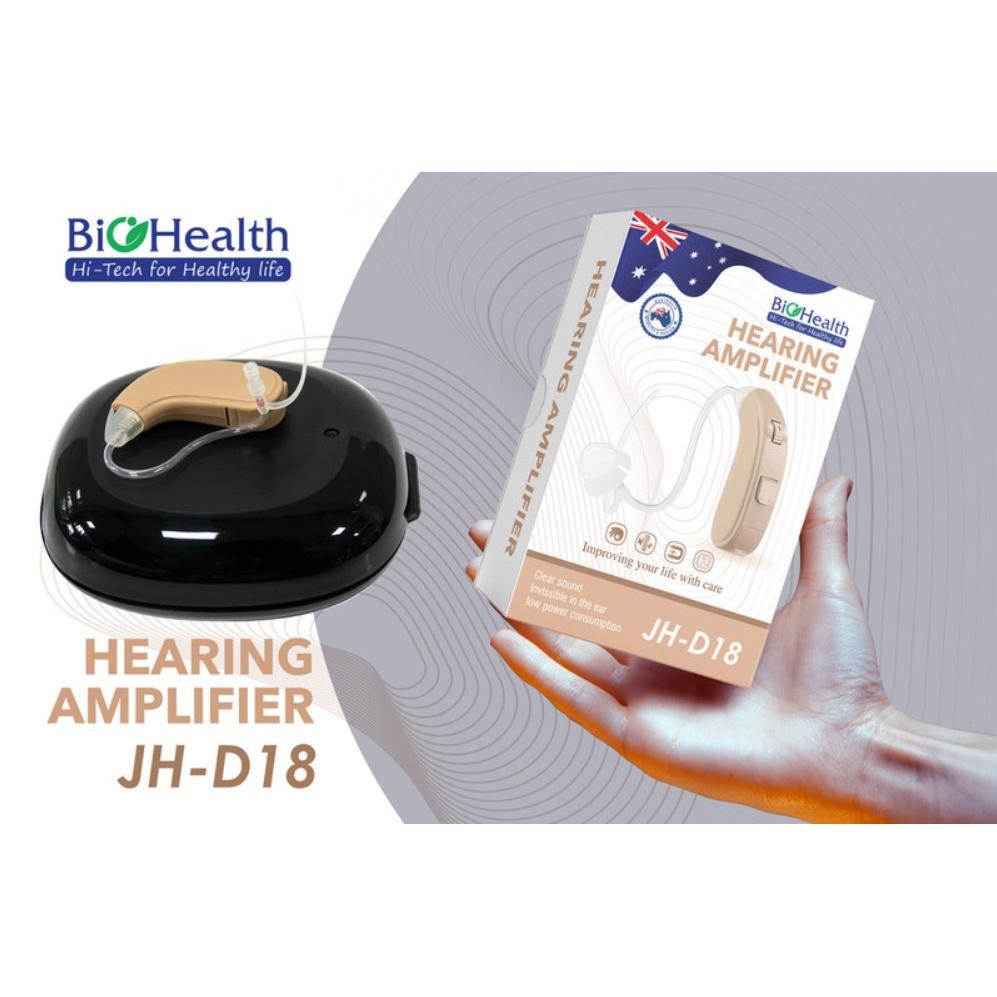 Máy trợ thính BioHealth JH-D18 thiết kế mọi hướng theo ống tai, pin Cell A13 dung lượng tốt hơn