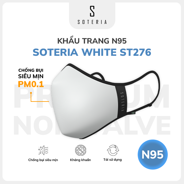 Khẩu trang thời trang Soteria White ST276 - N95 lọc 99% bụi mịn 0.1 micro