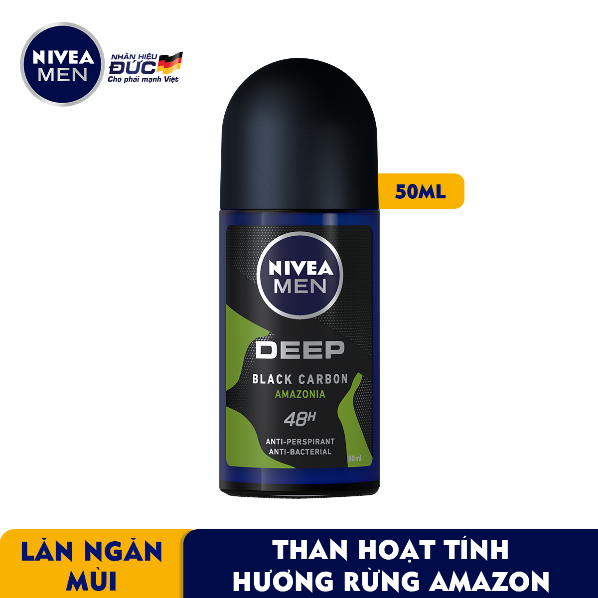 Lăn Ngăn Mùi Nivea Than Đen Hương Rừng Amazon - 85370 (50ml)