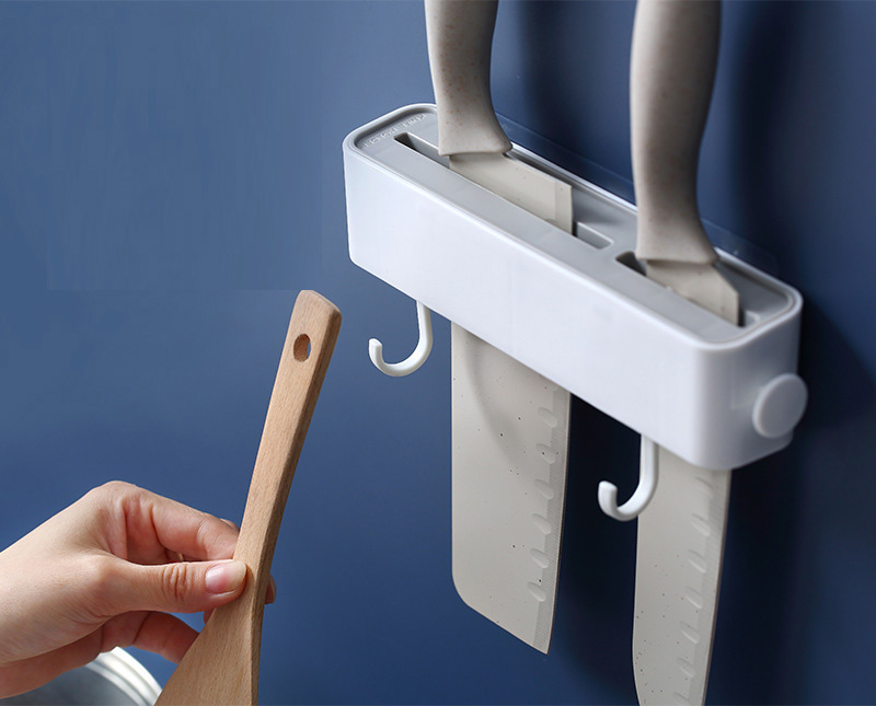 Kệ Cắm Dao , Treo Vật Dụng Nhà Bếp Có 2 Móc , Kệ Dán Tường Tháo Lắp Vệ Sinh Dễ Dàng - Hàng chính hãng ( giao màu ngẫu nhiên)
