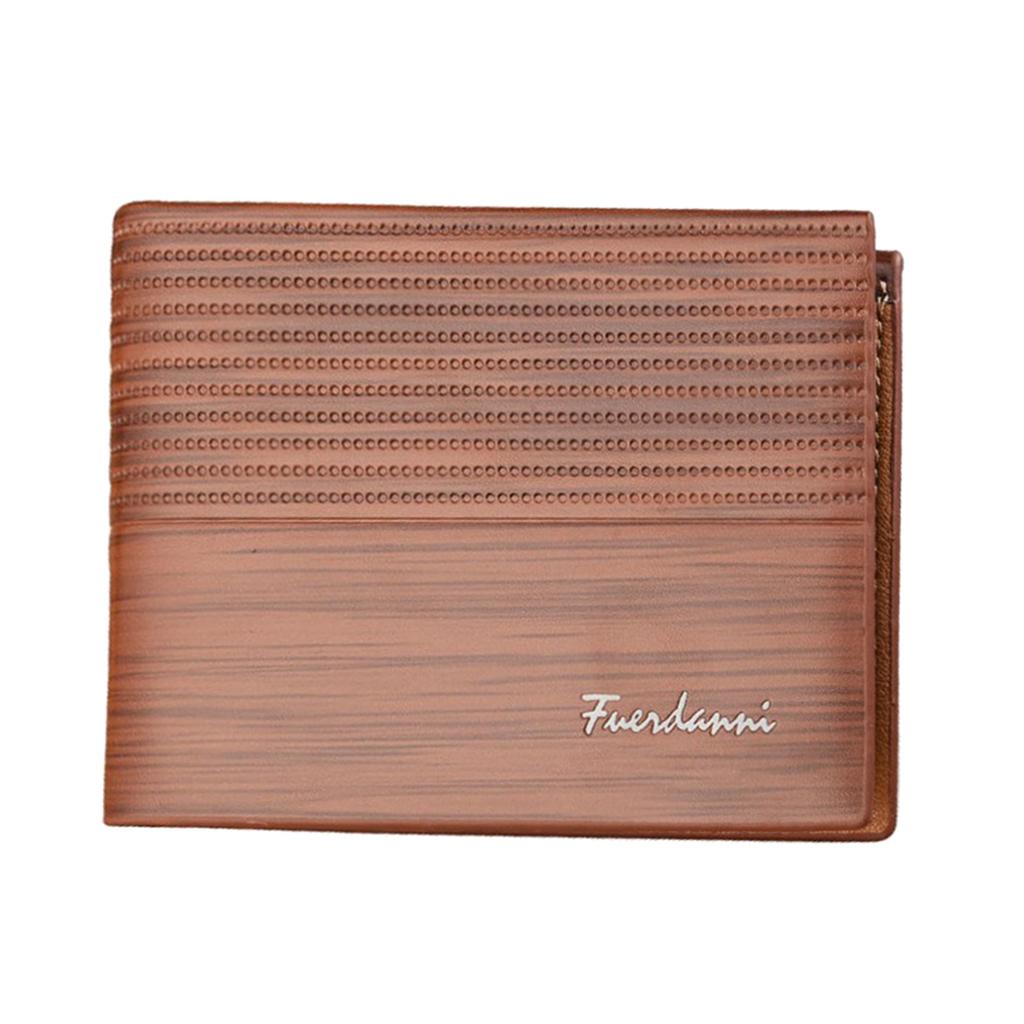 Leather Men Women Wallet Bifold Credit Card Holder Light Coffee