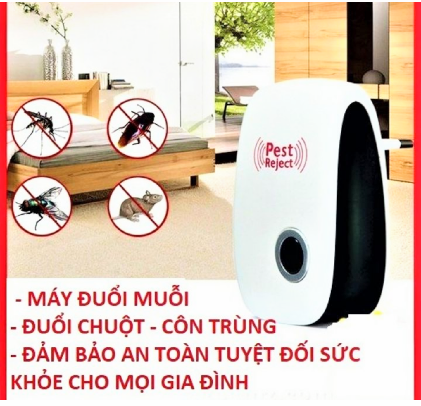 MÁY ĐUỔI MUỖI CHUỘT VÀ CÁC LOẠI CÔN TRÙNG BẰNG SÓNG SIÊU ÂM THÔNG MINH AN TOÀN TIỆN DỤNG HÀNG CHUẨN CHẤT LƯỢNG