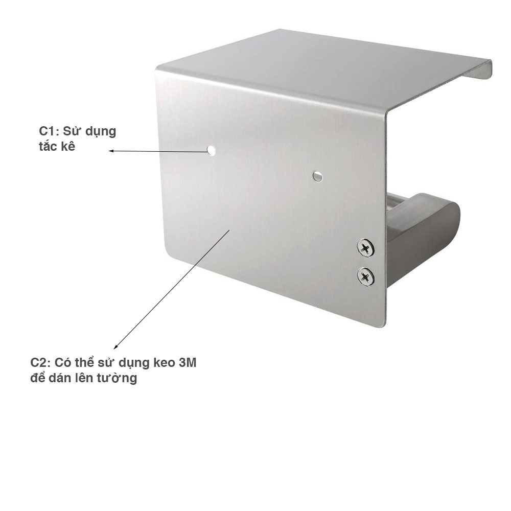 Kệ Treo Giấy Vệ Sinh Inox SUS304 Dán Lên Tường Phòng Tắm, Hộp Đựng Giấy Vệ Sinh Trong Phòng Tắm Inox SUS304 Có Đế Để Điện Thoại Tiện Lợi Không Khoan