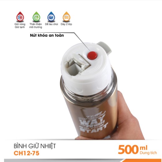 Bình Giữ Nhiệt 500ML Comet CH12-75 (Giao Màu Ngẫu Nhiên)